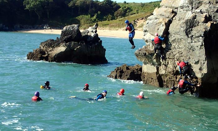 Coasteering jumping off the rocks